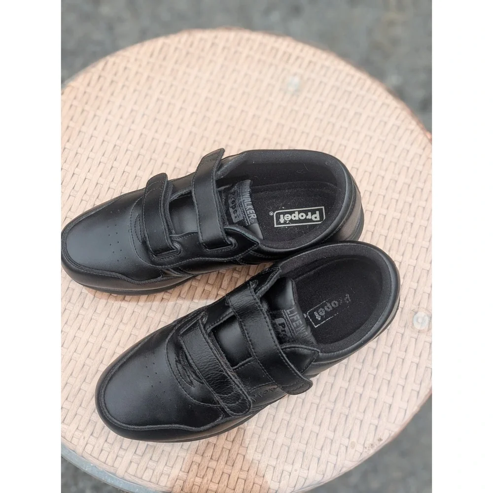 Comfort Walking Black Leather Strap Shoes Propet Women's 10 X 3E Extra Wide